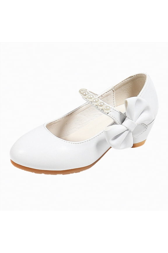 Toddler Girls Dress Shoes Princess Shoes Ballet Flats With Bow for School Girl Flats(White,3)