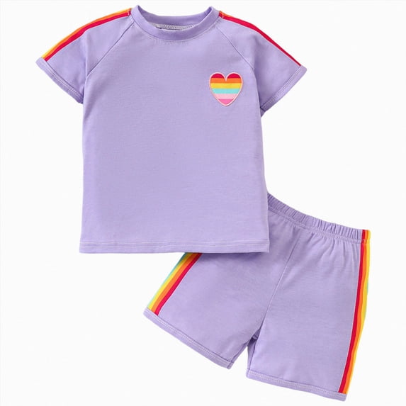 enyan Toddler Girls Dresses Outfits 1T 2T 3T 4T 5T 6T Toddler Girls Summer Clothes 5T Girls Sunflower Fly Sleeve T-shirt Denim Shorts 2PCs Set Dailywear,Purple,1-2 Years