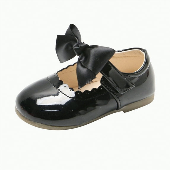 enyan Toddler Kids Girls Dress Shoes Low Heels Girl Flats Shoes Fashion Ballet Shoes Princess Shoes Wedding Party(Black,8)