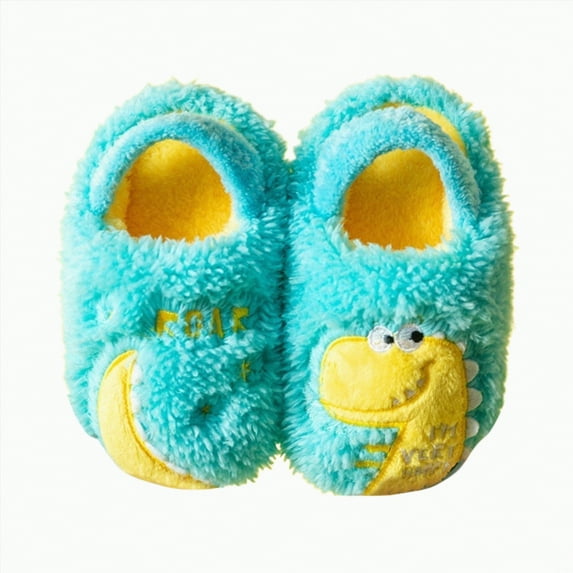 enyan Toddler Kids Slippers Cute Animal Cartoon Shoes Girls Boys Warm Fleece Winter Household Slippers Little Girl Slippers Blue,Size 8