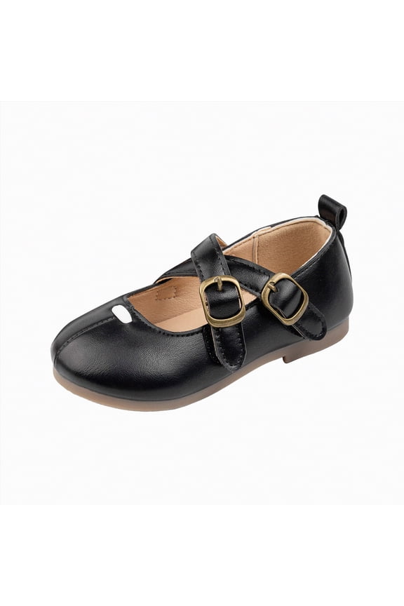 Toddler Mary Jane Shoes Girls Dress Shoes Mary Jane 1.5in Low Heel Pumps Wedding Party Princess,Black,Size 10