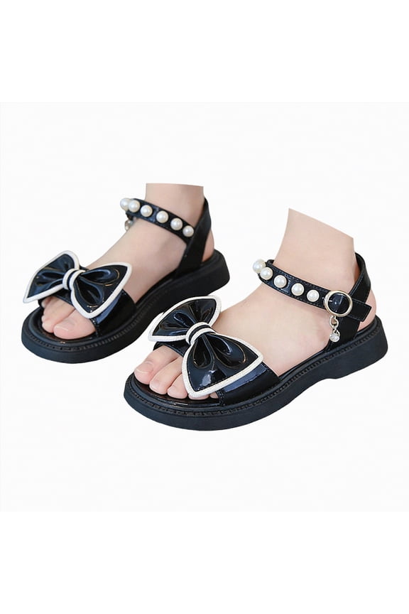 Toddler Sandals Girls Sandals,Children Shoes Summer Sandals with Fashion Little Girl Soft Bottom Princess Sandals,Toddler Girl Sandals,Black,Size 3