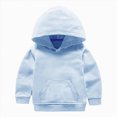 thumbnail image 1 of enyan Toddler Sweatshirt Boys Girls Cotton Pullover Hoodie Casual Kids Long Sleeve Solid Fall Winter Hooded Tee Tops Blouse（Light Blue,5-6 Years）, 1 of 4