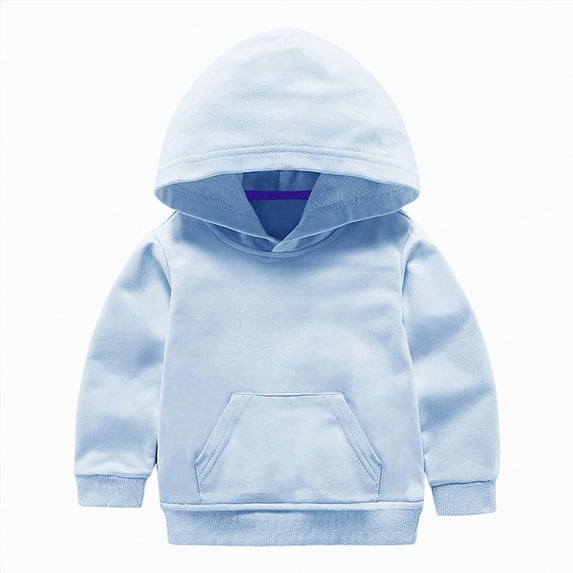 enyan Toddler Sweatshirt Boys Girls Cotton Pullover Hoodie Casual Kids Long Sleeve Solid Fall Winter Hooded Tee Tops Blouse(Light Blue,5-6 Years)