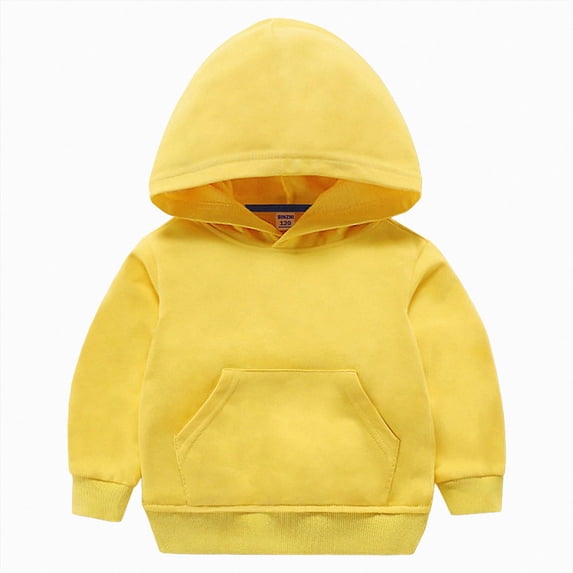 enyan Toddler Sweatshirt Boys Girls Cotton Pullover Hoodie Casual Kids Long Sleeve Solid Fall Winter Hooded Tee Tops Blouse(Yellow,5-6 Years)