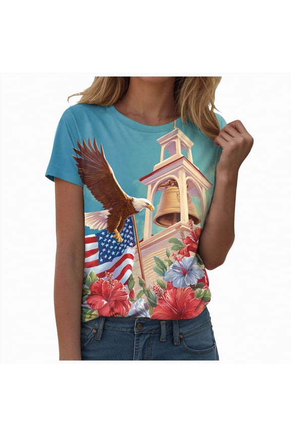 US 250th Anniversary 250 Years Freedoms 1776-2026 tee Graphic Vintage 4th Of July Tops For Women,Sky Blue,XXL