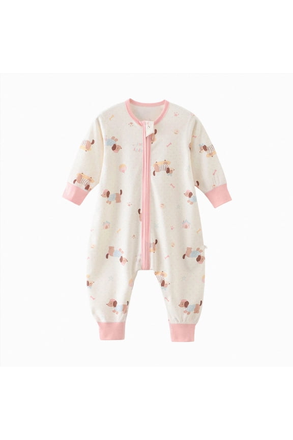 Unisex Baby Footless Pajamas Organic Cotton Coveralls Zip Up Onesie Sleepwear Winter Outfits(Light Pink,2-3 Years)