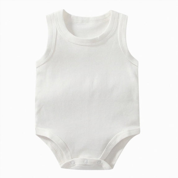 enyan Unisex Infant Sleeveless Bodysuits Cotton One-piece Boy Girl Summer Clothes White,12-18 Months
