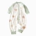 thumbnail image 1 of enyan Unisex Newborn Baby Pajamas 6M 12M 18M 2T 3T 4T 5T Soft Organic Cotton Long Sleeve Footless Romper Fall Winter Sleepwear(Green,6-12 Months）, 1 of 4