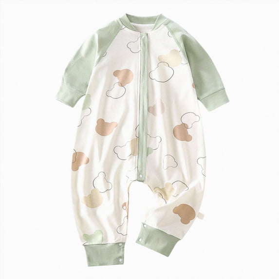 enyan Unisex Newborn Baby Pajamas 6M 12M 18M 2T 3T 4T 5T Soft Organic Cotton Long Sleeve Footless Romper Fall Winter Sleepwear(Green,6-12 Months)