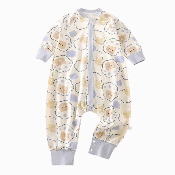enyan Unisex Newborn Baby Pajamas 6M 12M 18M 2T 3T 4T 5T Soft Organic Cotton Long Sleeve Footless Romper Fall Winter Sleepwear(Light Blue,18-24 Months)