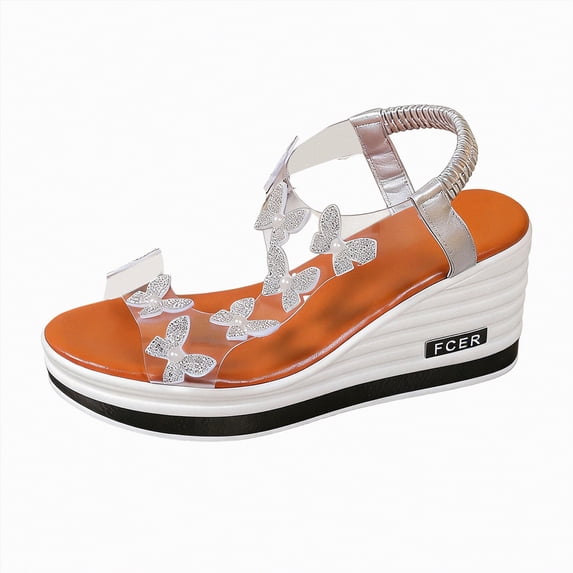 enyan Wedge Sandals Wedges for Women Platform Sandals Wedge Heels for Sandals Comfortable Summer Espadrille Shoes Ankle Strap&Open Toe,Silver,Size 7.5