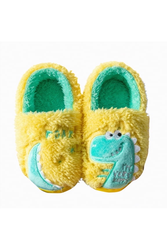 Winter Slippers - Soft Plush Indoor Cute Slippers for Girls & Boys Toddler Boys Slippers Yellow,Size 17