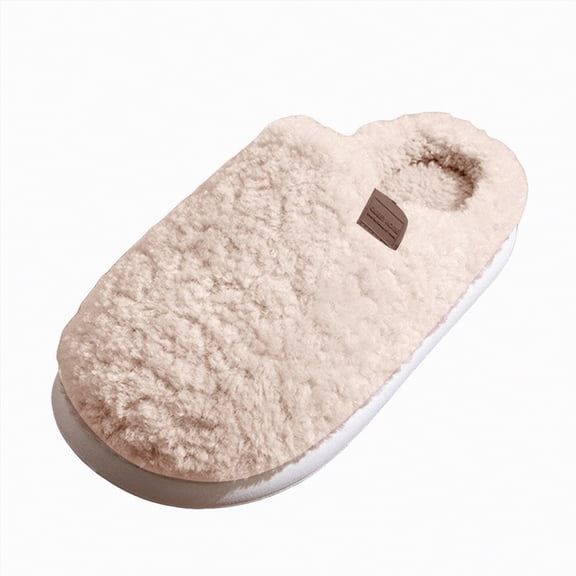 enyan Womans Slippers Slipper for Women Slipper Socks Fuzzy House Shoes Rubber Sole Slip On Soft-Lightweight Non Slip Indoor/Outdoor Beige Size 7.5-8