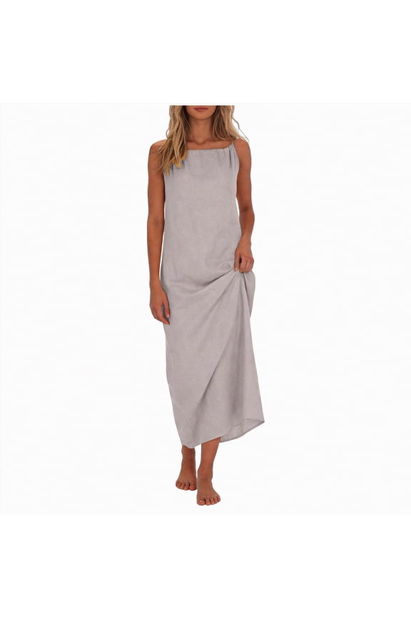 Women Dresses Womens Summer Backless Bodycon Dress Halter Cowl Neck Slip Spaghetti Strap Sexy Cocktail Party Maxi Dresses,Beige,L