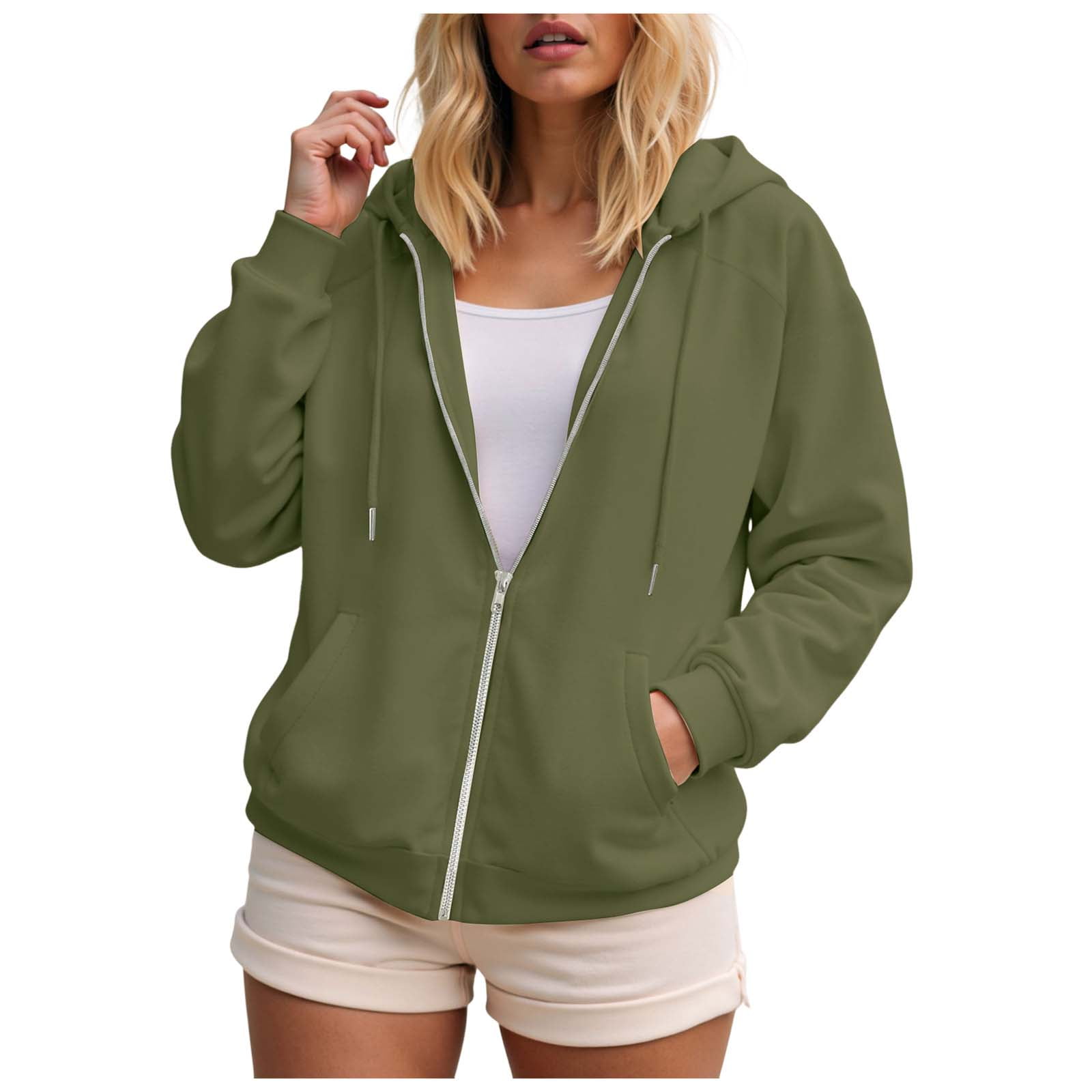 Hoodies For Women Zip Up Hoodie Oversized Sweatshirt Fleece Jackets Fall Winter Coats 2025 Fashion Clothes Outfits