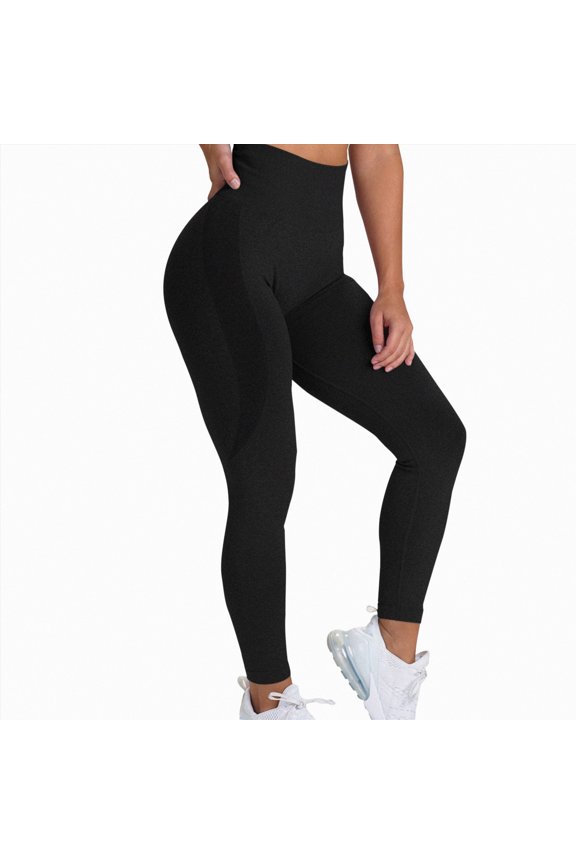 Women Scrunch Butt Lifting Seamless Leggings Booty High Waisted Workout Yoga Pants Women Leggings Tummy Control,Black,L