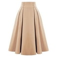 thumbnail image 1 of enyan Women Skirts Women's Solid Lightweight Flare Midi Pull On Closure Skirt(Khaki,XL), 1 of 2