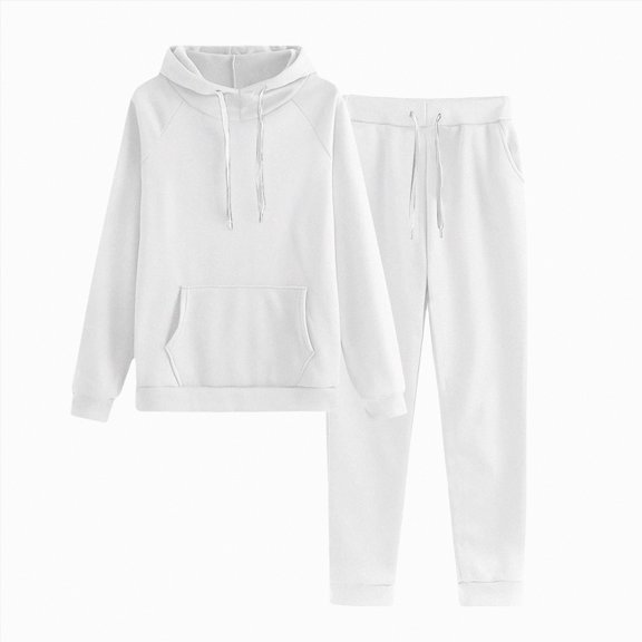 enyan Women's 2 Piece Tracksuit Fall 2025 Long Sleeve Sweatshirt Long Pants Outfits Jogger Sweatsuit Sets Sweatpants Set White,XL