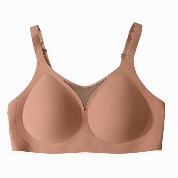 enyan Women's Blissful Benefits Underarm-smoothing With Seamless Stretch Wireless Lightly Lined Comfort Bra Bra for Women Brown,M