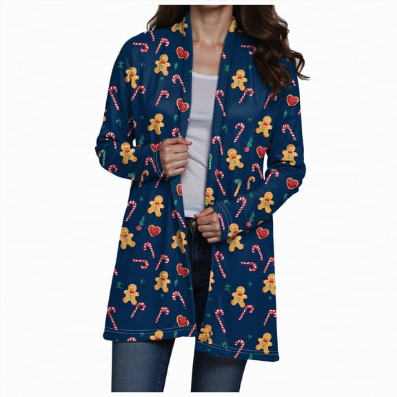 enyan Women's Cardigan Hooded Cardigan Sweaters for Women Long Sleeve Button Down Knit Sweater Coat Outwear Navy,XL