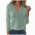 thumbnail image 1 of enyan Women’s Chunky Knit Cardigan – Waffle Knit Button Down Oversized V Neck Fall Sweater for Casual Layering（Light Green,M）, 1 of 4