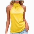 thumbnail image 1 of enyan Women's Double Lined Basic Tank Top Adjustable Spaghetti Straps Sleeveless Camisole Shirts,Summer Outfits for Women,Yellow,3XL, 1 of 7