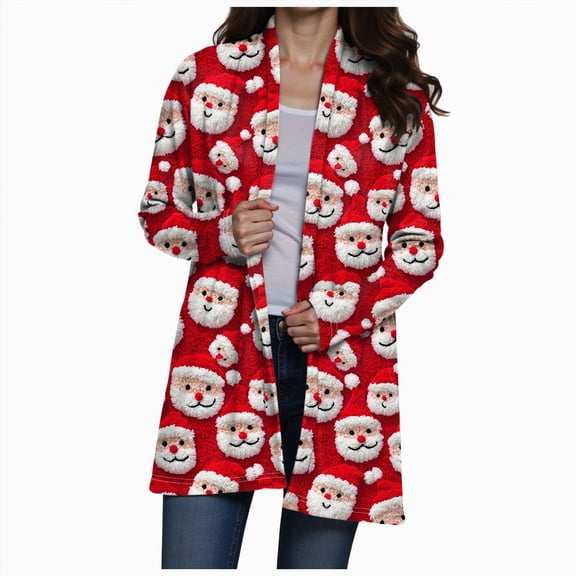 enyan Women's Long Sleeve Open Front Cardigan Button Down Ribbed Lightweight Knit Outerwear Cardigan Sweater Red,XXL