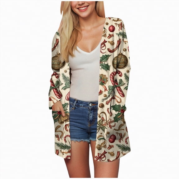 enyan Women's Long Sleeve Open Front Cardigan Button Down Ribbed Lightweight Knit Outerwear Women Cardigan Beige,S