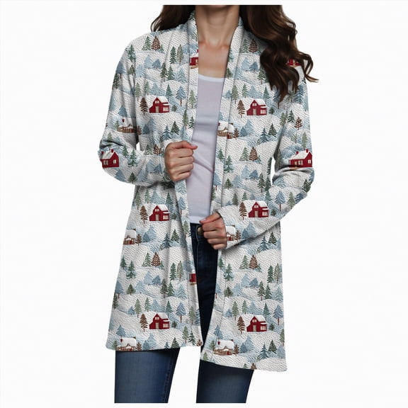 enyan Women's Open Front Long Sleeve Boyfriend Knit Chunky Cardigan Sweater Cardigan Sweaters For Women Light Gray,S