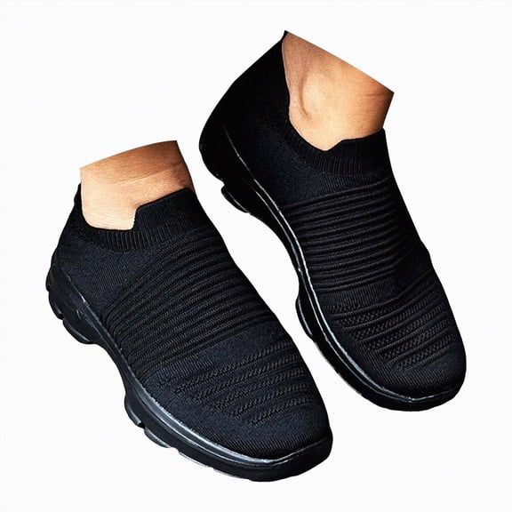 enyan Women's Running Shoes Trendy Sneakers for Women Non-Slip Comfortable Casual Ladies Shoes for Womens Fashion Sneakers - Lightweight Lace-up Shoes Black,Size 9.5