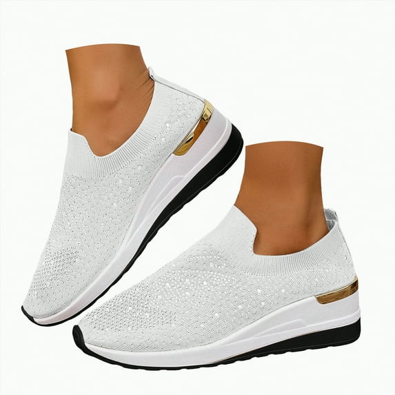 enyan Women's Slip On Sneaker Low Top Casual Walking Shoes Classic Comfort Flat Fashion Sneakers Shoes Womens Casual White,Size 6.5