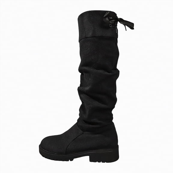 enyan Women's Snow Boots Fashionable and Warm Mid Calf Winter Boots Perfect for Casual and Outdoor Activities Women Cowboy Boots Black,Size 8