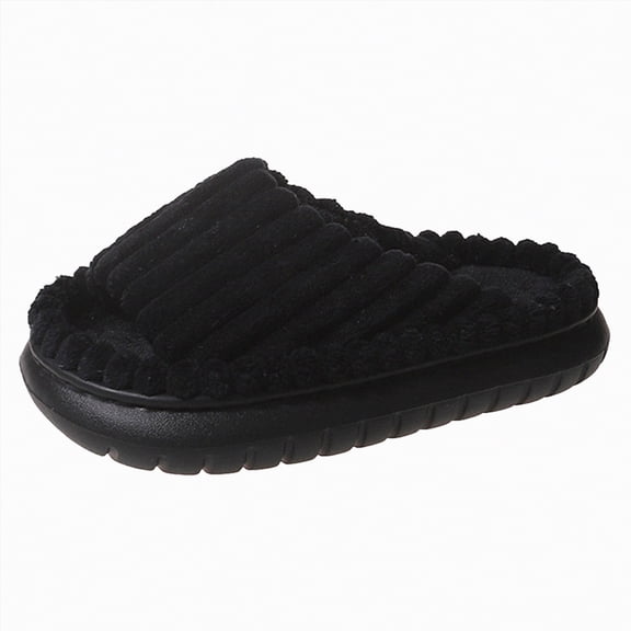 enyan Women's Suede Slipper, Flat Slip On House Shoes with Faux Lining Indoor Outdoor Short Mini Boots House Slippers For Women Black Size 7