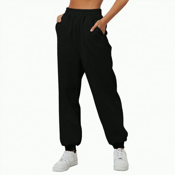 enyan Women's Ultra-Soft Lounge Joggers Sweatpants Athletic Yoga Pants with Pockets Sweat Pants for Womens Black,S