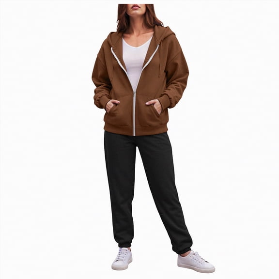 enyan Women'sSweatsuits 2 Piece workout Lounge Sets for Women Travel Sweatsuits Fall Outfits Loungewear Matching Clothing Set 2025 Brown,XXXL