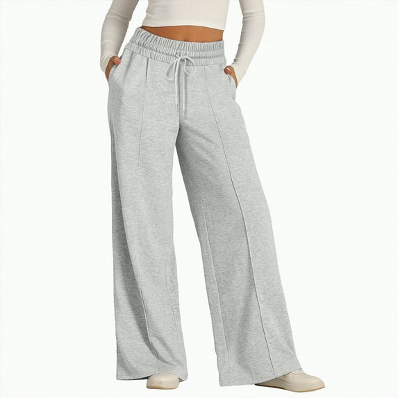 enyan Women'sWide Leg Sweatpants Sweatpants Women, Comfortable Womens Sweatpants, Fleece Womens Joggers Grey,M