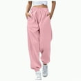 thumbnail image 1 of enyan Women'sWide Leg Sweatpants Women's Fleece Lined Sweatpants Wide Leg Thermal Winter Warm Baggy Sweat Pants with Pockets Pink,S, 1 of 4