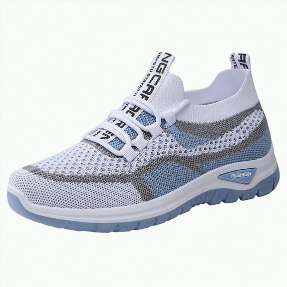 enyan Womens Athletic Shoes Women's Slip On Sneaker Low Top Casual Walking Shoes Classic Comfort Flat Fashion Sneakers Blue,Size 8.5