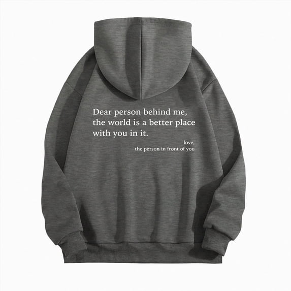 enyan Womens Hoodies You Are Enough Print Oversized Hooded Sweatshirts Pullover Hooded Sweatshirt Fall Winter Hoodies Jacket Dark Gray,L