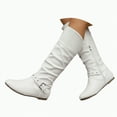 thumbnail image 1 of enyan Womens Knee High Boots Womens Slouch Boots, Flat Heels Mid Wide Calf Zipper Ladies Fall Winter Fashion Boots White,Size 6.5, 1 of 7