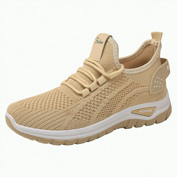 enyan Womens Shoes Sneakers Women Running Shoes Breathable Casual Sneakers Comfortable Walking Tennis Shoes Beige,Size 6