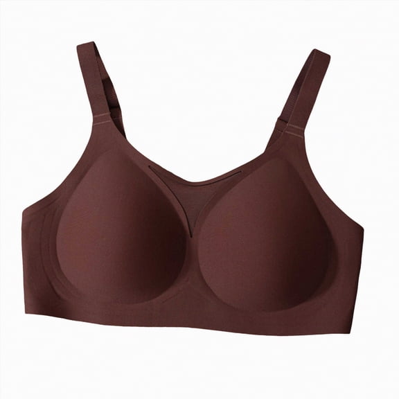 enyan Womens Smooth Cotton T-Shirt Bra - Ultra-Soft, Flexible, and Invisible Under Tees Sport Bras for Women Coffee,L