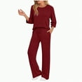 thumbnail image 1 of enyan Womens Sweatshirt Set Ladies' Outfit Women 2 Piece Outfits Sweatsuit Sweatshirt Jogger Sweatpants Tracksuit Lounge Set Clothes Wine,M, 1 of 7