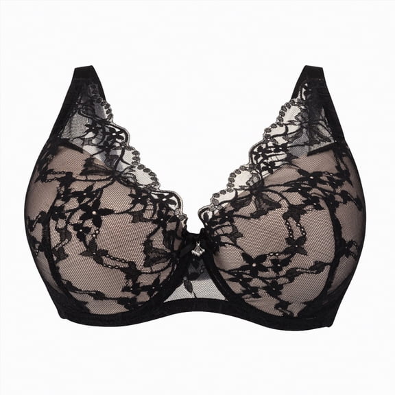 enyan Womens Wireless Bras V Mesh Comfortable Bralette Supportive Tshirt Bra No Underwire Seamless Push Up Everyday Bras Bra for Women Black,XXL