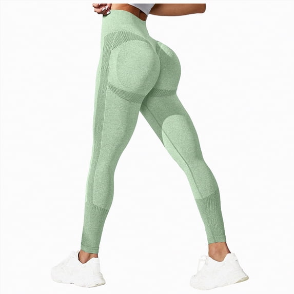 enyan Womens Yoga Pants Thick High Waist Yoga Pants , Tummy Control Workout Running Yoga Leggings for Women,Light Green,M