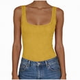 thumbnail image 1 of enyan Workout Tops for Women Womens Ladies Ribbed Thick Strap Racerback Tight Slim Fitted Sporty Workout Tank Tops,Yellow,XL, 1 of 7