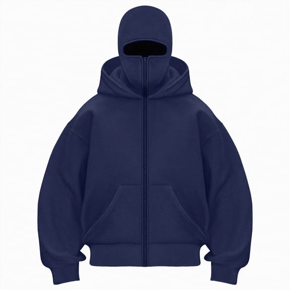 enyan Zip Up Hoodie Fleece Fall Fashion Outfits Workout Sweatshirts Winter Zip Up Oversized Tops 2025 Navy,S