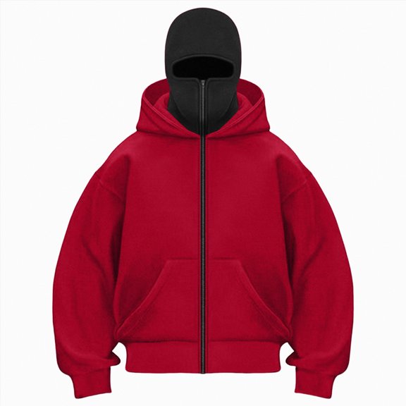 enyan Zip Up Hoodies Oversized Sweatshirts Fall Fashion Outfits Casual Jackets 2025 Winter Clothes Women Hoodie Red,M