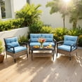 thumbnail image 1 of enyopro 4-Piece Outdoor Sectional Sofa Set, PE Rattan Conversation Set with Arm Chairs, Tea Table and Cushions, All-Weather Cushioned Sofa Furniture Set for Backyard Patio Porch Garden Poolside, K3026, 1 of 8